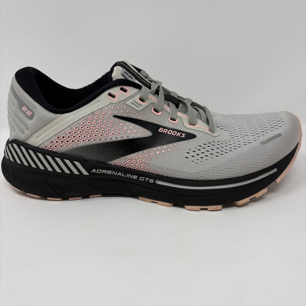 Brooks Adrenaline GTS 22 Womens Size 8.5 Grey Black Running Shoes (1203531B035)